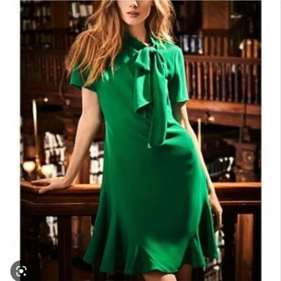 CeCe A-Line Bow Dress Green Size 4 - Picture 8 of 8